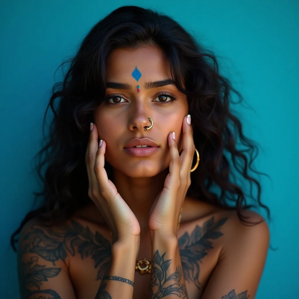 tribal girl with tattoos
