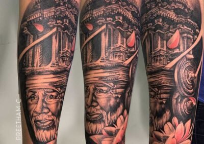 sai baba forearm tattoo